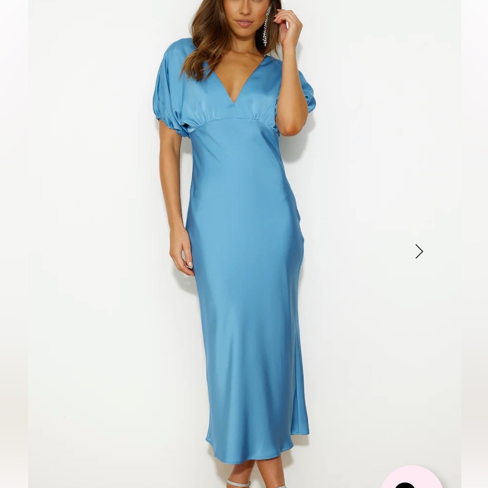 HELLO MOLLY WEDDING TO ATTEND SATIN MAXI DRESS BLUE Elegant Maxi Dress size 6
